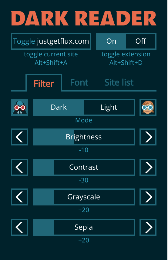 Dark Reader Settings